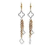 14k Two Toned  Clover Dangle Earrings 3.9 Gram